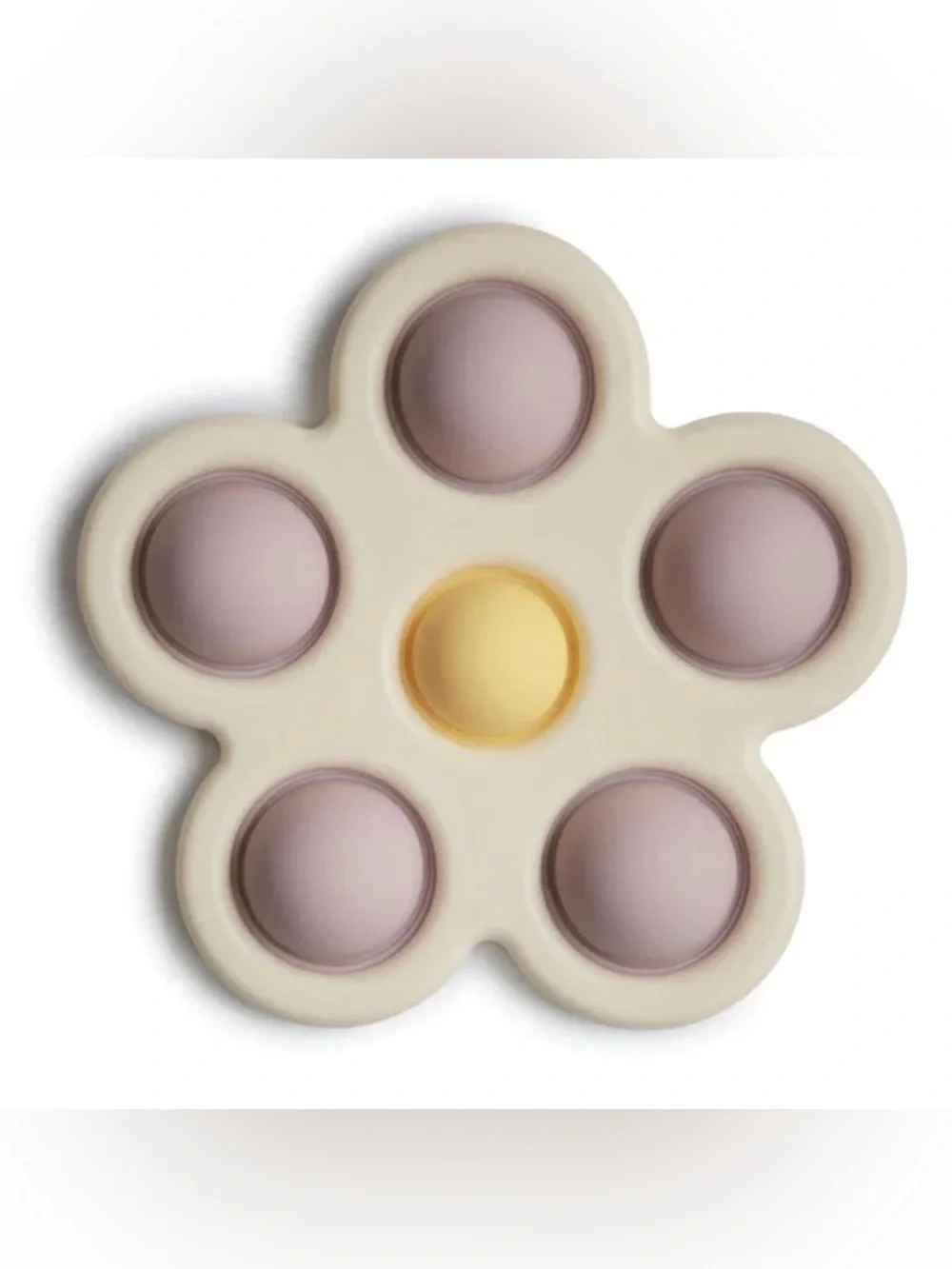 NWT Mushie Flower Press Baby Toy Soft Lilac/Daffodil/Ivory - Picture 4 of 5